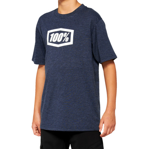 100% Icon Tee- Navy Heather- YXL