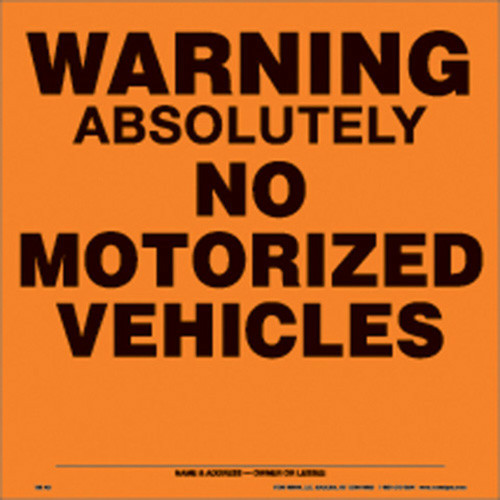 Voss Signs Orange Alunimum Sign 11 1/4" .012 Gauge Warning No Vehicles 188 AN OA