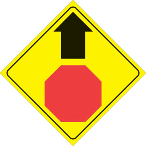 Voss Signs Yellow Plastic Reflective Sign 12" - Stop Ahead 447 SAA YR