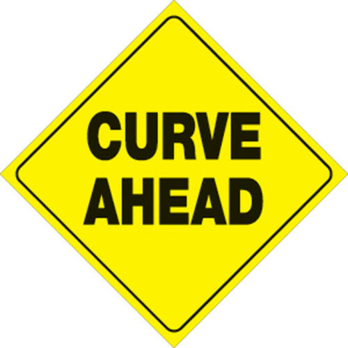 Voss Signs Yellow Plastic Reflective Sign 12" - Curve Ahead 471 CA YR
