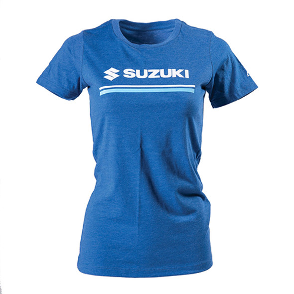 Factory Effex Suzuki Stripes Women's T-Shirt / Heather Royal Blue (Xl) 22-87436
