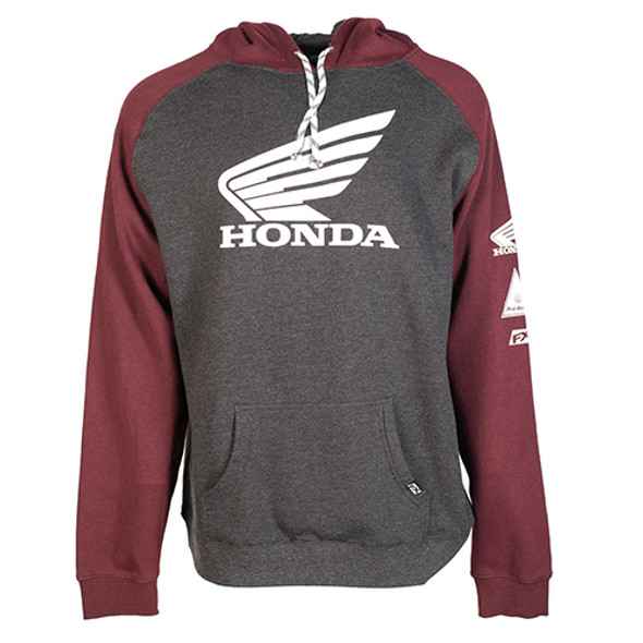 Factory Effex Honda Wing Men's Pullover Hoodie / Burgandy-Charcoal Gray (L) 22-88314