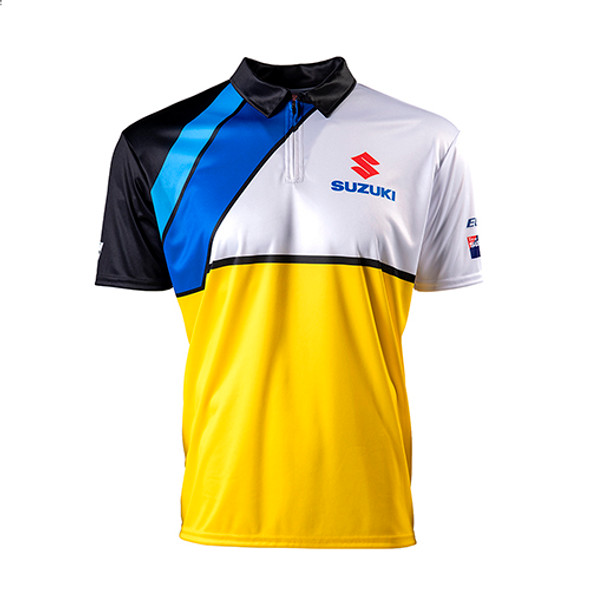 Factory Effex Suzuki Team Men's Pit Shirt / Yellow-White (L) 23-85404