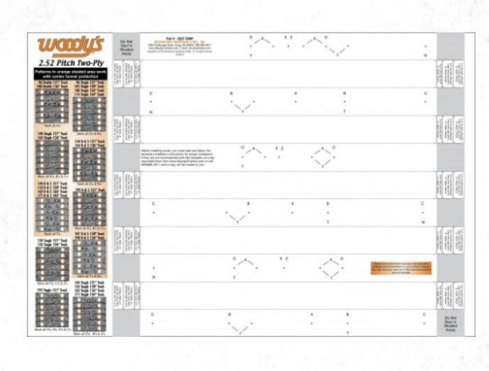 Woodys 2.52 Pitch Template Two Ply Tracks 252T-Temp