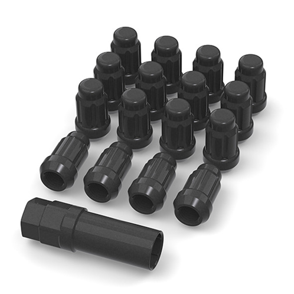 Bullite Wheels & Accessories Lug Nut Set Black With Key & Valve Stem 12X1.5 (16Pcs) Lkt01215001
