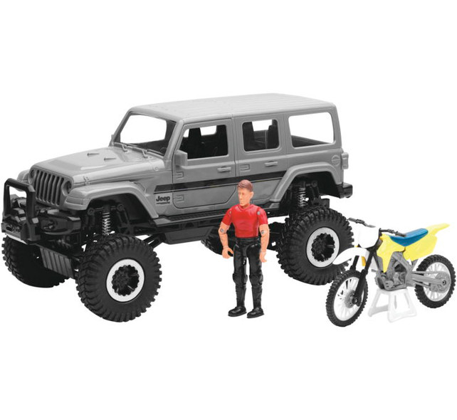 New Ray Toys 1:18 Scale Jeep Sahara with Dirt Bike Set Silver 37446