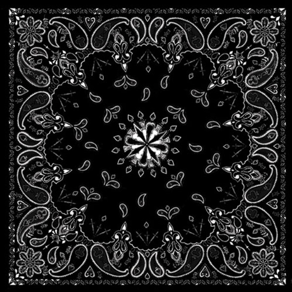 Balboa Bandanna 100% Cotton Black Paisley Premium 22 X 22 In. B001