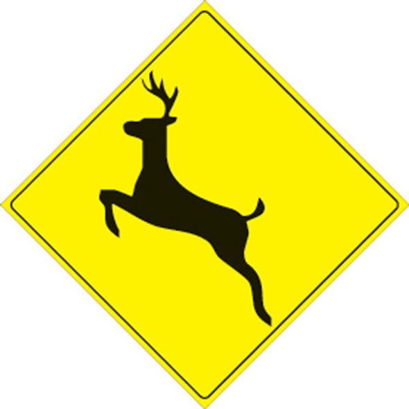 Voss Signs Yellow Plastic Reflective Sign 12" - Deer 492 D YR