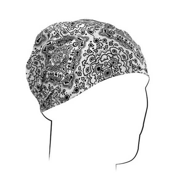 Balboa Headwrap Cotton White Paisley HBW102