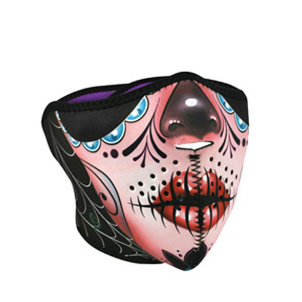 Balboa Half Mask Neoprene Sugar Skull Reversible To Purple WNFM082H