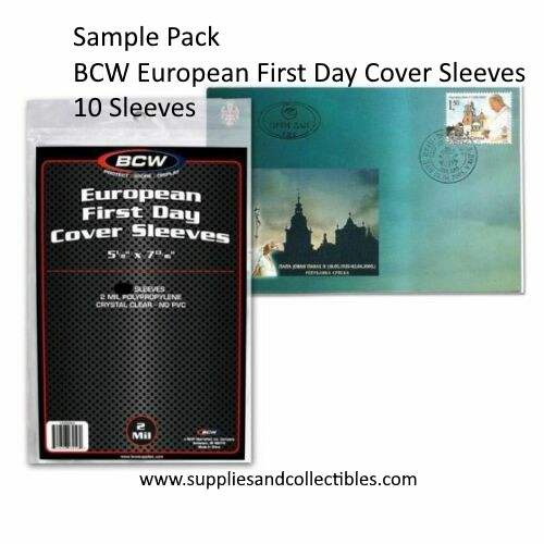 BCW European First Day Cover Postcard Sleeves Samples / Trial Size