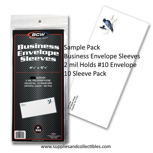 BCW Business Envelope #10 Sleeves Sample Pack 4 1/4 X 9 5/8
