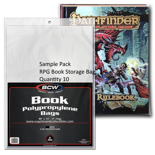 BCW RPG Book Manual Storage Bags / Poly Sleeves Sample of 10, 2 mil - Sample / Trial Size