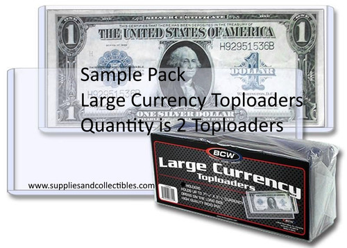 BCW Large Currency Topload Sample 2 Rigid Sleeve Holder US Banknote  Money