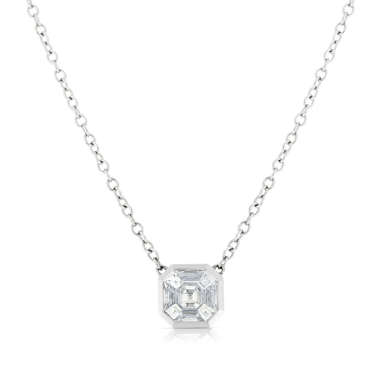 Asscher Cut Herkimer Diamond Pendant Sterling Silver Conflict Free Gem