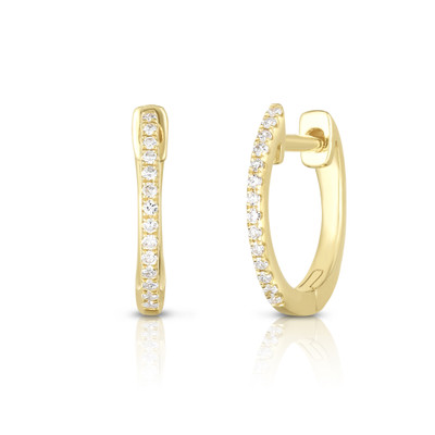 Dainty Diamond Huggie Hoops, 14k yellow gold, 0.08 carats - Urbaetis Fine Jewelry Dainty Diamond Huggie Hoops, 14k yellow gold, 0.08 carats - Urbaetis Fine Jewelry