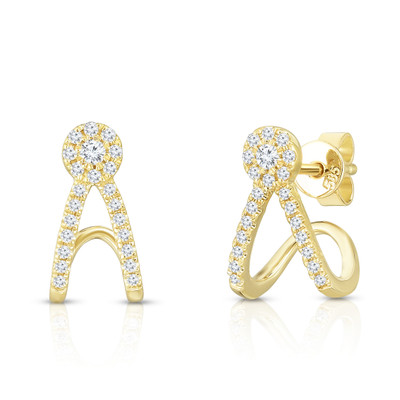 Diamond Split Huggie Stud Earrings,  14k yellow gold, 0.24 carats - Urbaetis Fine Jewelry Diamond Split Huggie Stud Earrings,  14k yellow gold, 0.24 carats - Urbaetis Fine Jewelry