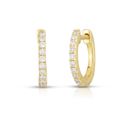 Diamond Huggie Earrings, 14k yellow gold - Urbaetis Fine Jewelry Diamond Huggie Earrings, 14k yellow gold - Urbaetis Fine Jewelry