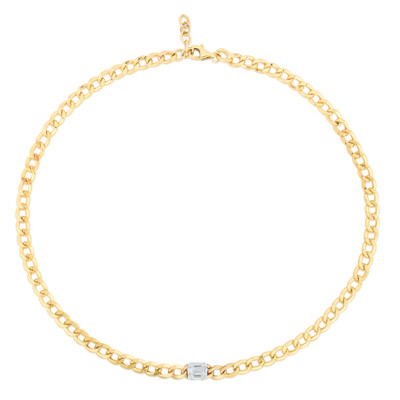 TriBeCa Emerald Diamond Cluster Curb Chain Necklace, 14k yellow gold - Urbaetis Fine Jewelry TriBeCa Emerald Diamond Cluster Curb Chain Necklace, 14k yellow gold - Urbaetis Fine Jewelry