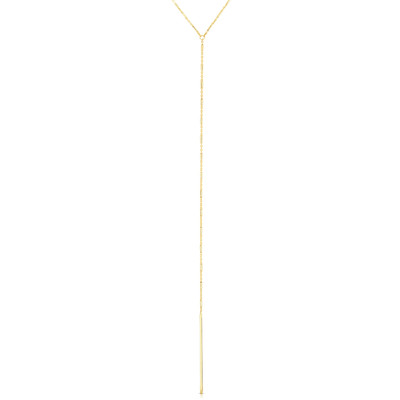 Gold Bar Lariat Necklace, 14k gold - URBAETIS Fine Jewelry Gold Bar Lariat Necklace, 14k gold - URBAETIS Fine Jewelry