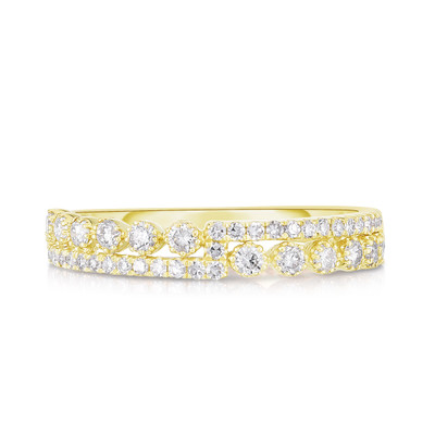 Half Half Stackable Diamond Ring, 14K Yellow Gold- URBAETIS Fine Jewelry Half Half Stackable Diamond Ring, 14K Yellow Gold- URBAETIS Fine Jewelry