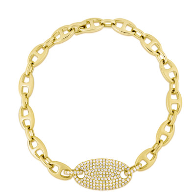 Diamond Mariner Link ID Bracelet, 14k yellow gold - URBAETIS Fine Jewelry Diamond Mariner Link ID Bracelet, 14k yellow gold - URBAETIS Fine Jewelry