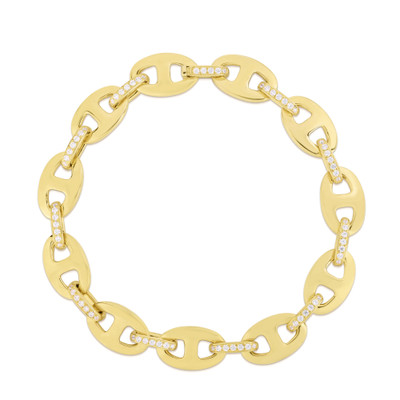Gold Mariner Bracelet with Diamond Links, 14k yellow gold - URBAETIS Fine Jewelry Gold Mariner Bracelet with Diamond Links, 14k yellow gold - URBAETIS Fine Jewelry
