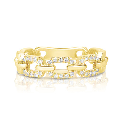 Diamond Chain Ring, 14K Yellow Gold- URBAETIS Fine Jewelry Diamond Chain Ring, 14K Yellow Gold- URBAETIS Fine Jewelry