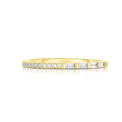 Half Round Half Baguette Diamond Band, 14K Yellow Gold- URBAETIS Fine Jewelry Half Round Half Baguette Diamond Band, 14K Yellow Gold- URBAETIS Fine Jewelry