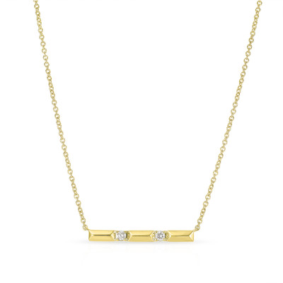 Gold and Diamond Pyramid Bar Necklace, 14K Yellow Gold- URBAETIS Fine Jewelry Gold and Diamond Pyramid Bar Necklace, 14K Yellow Gold- URBAETIS Fine Jewelry