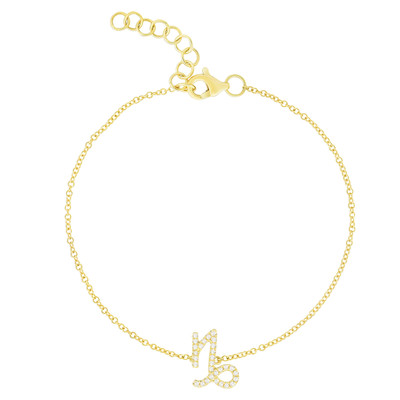 Diamond Capricorn Zodiac Sign Bracelet, 14k yellow gold - URBAETIS Fine Jewelry Diamond Capricorn Zodiac Sign Bracelet, 14k yellow gold - URBAETIS Fine Jewelry