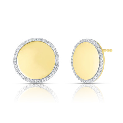 Round Diamond Border Studs, 14k yellow gold - URBAETIS Fine Jewelry Round Diamond Border Studs, 14k yellow gold - URBAETIS Fine Jewelry