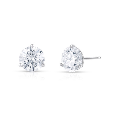 Lab Grown Diamond Studs, 3 Prong Martini Setting, 14k white gold - URBAETIS Fine Jewelry Lab Grown Diamond Studs, 3 Prong Martini Setting, 14k white gold - URBAETIS Fine Jewelry