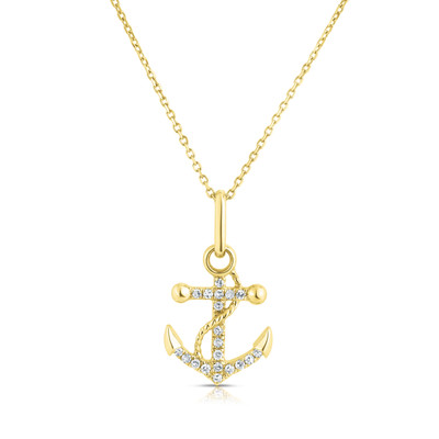 Dainty Diamond Anchor Necklace, 14k yellow gold - URBAETIS Fine Jewelry Dainty Diamond Anchor Necklace, 14k yellow gold - URBAETIS Fine Jewelry