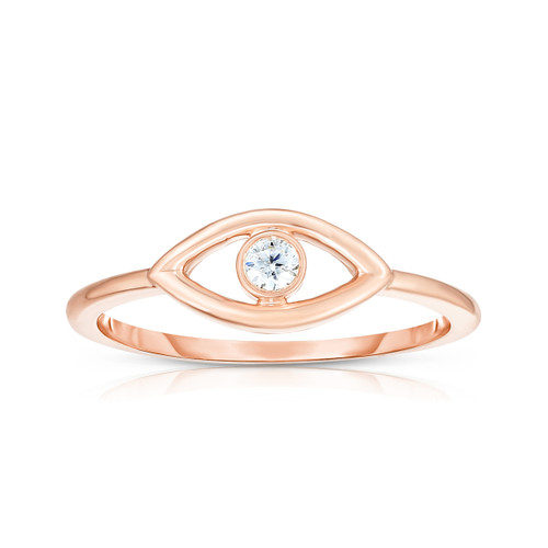 Diamond Evil Eye Ring - 14 Karat Gold Ring for Women - Rose Gold – MOSUO