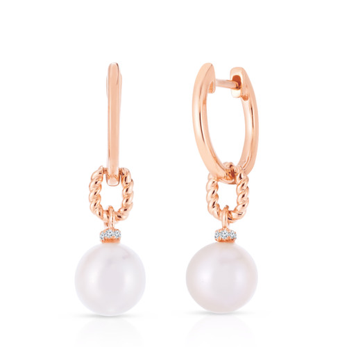 Lilac Freshwater Pearl Earrings in Rose Gold with Diamonds - 11-12mm – Maui  Divers Jewelry