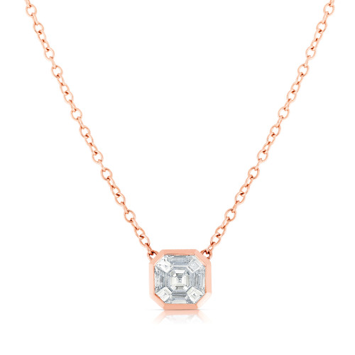 Asscher-cut Pendant & Chain. Certified Diamond | 06-01001