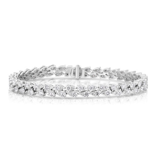 Quality Collection 14k White Gold 2.06Ctw. Diamond Illusion Setting 4mm Tennis  Bracelet - 7