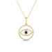 Evil Eye Medallion Necklace, 14 k yellow gold with diamonds and sapphire - Urbaetis Fine Jewelry