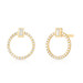 Baguette Diamond and Circle Stud, 14k yellow gold - Urbaetis Fine Jewelry Baguette Diamond and Circle Stud, 14k yellow gold - Urbaetis Fine Jewelry