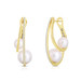 Double Pearl and Pave Diamond Hoops, 14k yellow gold, 0.29 carats - URBAETIS Fine Jewelry Double Pearl and Pave Diamond Hoops, 14k yellow gold, 0.29 carats - URBAETIS Fine Jewelry