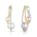 Double Pearl and Pave Diamond Hoops, 14k white and yellow gold, 0.29 carats - URBAETIS Fine Jewelry Double Pearl and Pave Diamond Hoops, 14k white and yellow gold, 0.29 carats - URBAETIS Fine Jewelry
