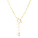 Pearl and Diamond Long Link Lariat, 14K Yellow Gold- URBAETIS Fine Jewelry Pearl and Diamond Long Link Lariat, 14K Yellow Gold- URBAETIS Fine Jewelry