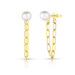Pearl Front Back Long Link Chain Earrings, 14K Yellow Gold- URBAETIS Fine Jewelry Pearl Front Back Long Link Chain Earrings, 14K Yellow Gold- URBAETIS Fine Jewelry