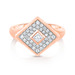 Pave' and Princess Diamond Signet Ring, 14K Rose Gold- URBAETIS Fine Jewelry