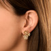 Petite Gold Flower Dangle Earrings with Diamonds, 14K Yellow Gold- URBAETIS Fine Jewelry Petite Gold Flower Dangle Earrings with Diamonds, 14K Yellow Gold- URBAETIS Fine Jewelry