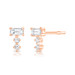 Baguette and Double Round Diamond Studs , 14K  Rose Gold- URBAETIS Fine jewelry Baguette and Double Round Diamond Studs , 14K  Rose Gold- URBAETIS Fine jewelry