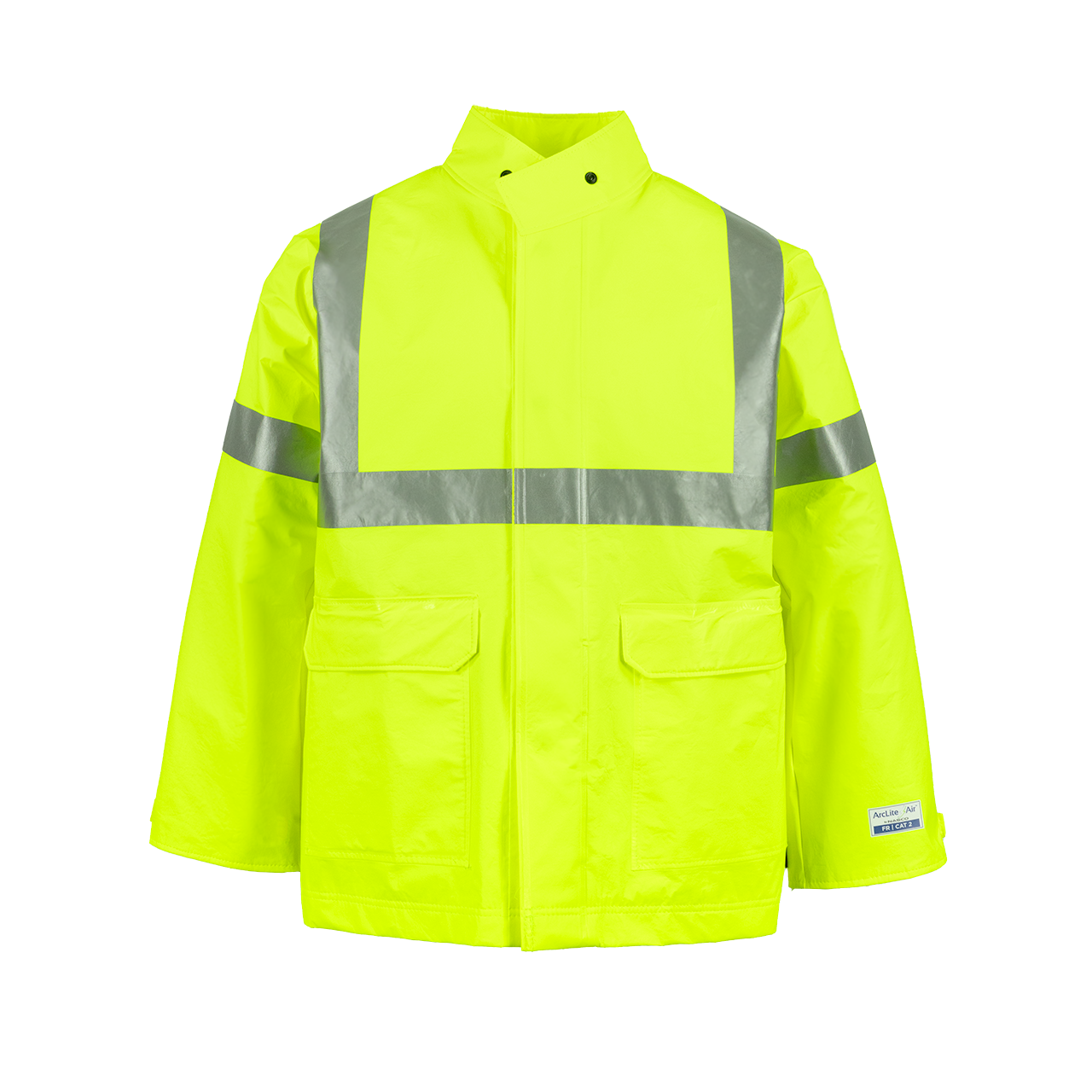 Lightweight FR Rain Jacket with Hood, Hi Vis Class 3 Rain Gear