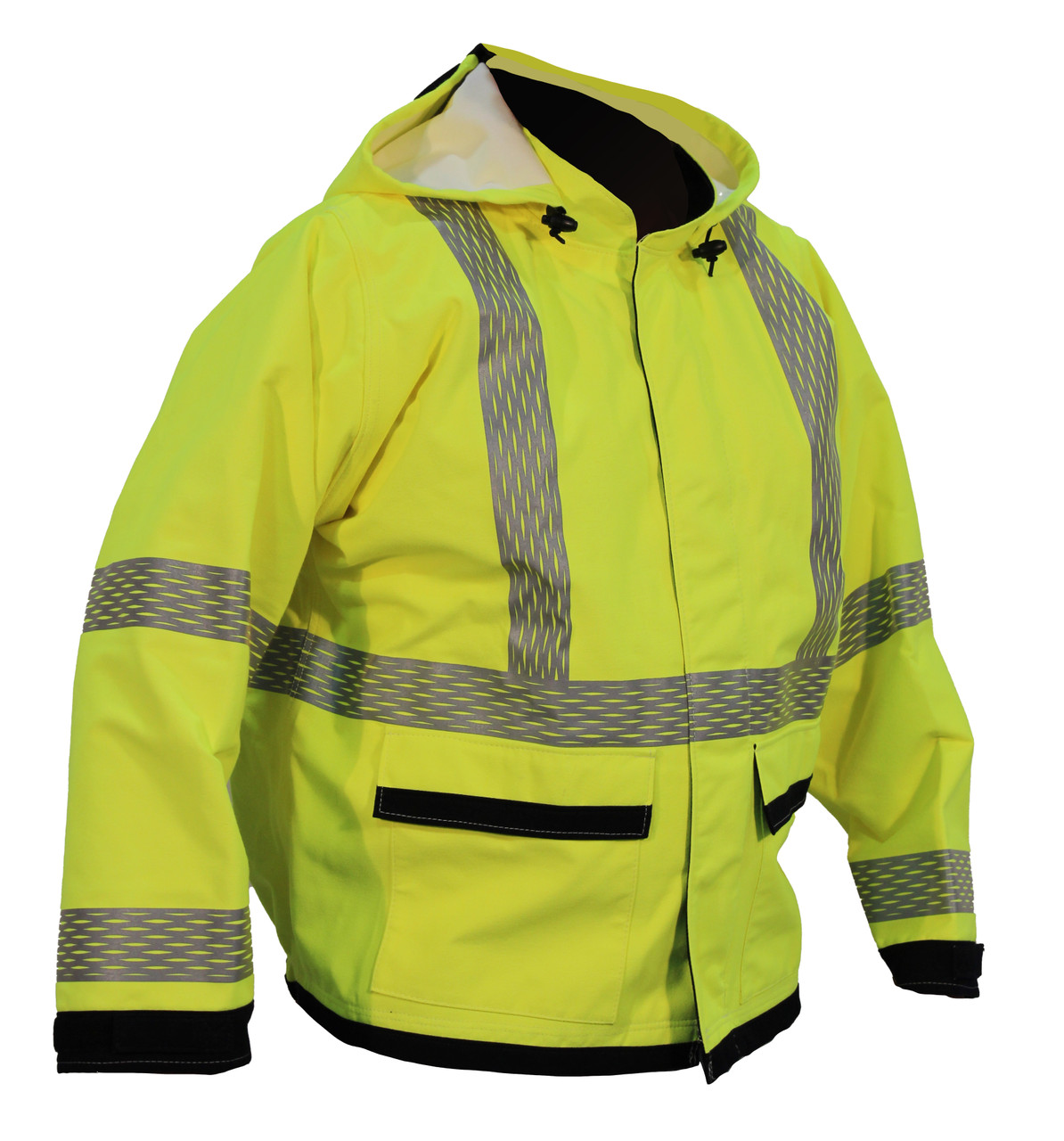 Ensure top-notch safety with the Omega FR Rain Jacket featuring