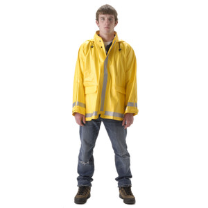 ArcLite Yellow FR Rain Jacket | Arc Flash CAT 2 | Attached Hood in Collar